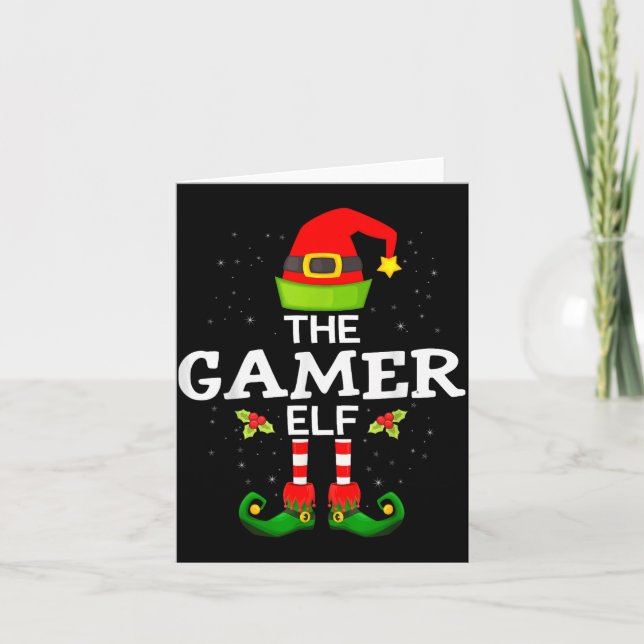 Cartão The Gamer Elf Christmas Family Matching Pajama  (Frente)