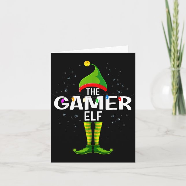 Cartão The Gamer Elf Christmas Group Family Pajama  (Frente)