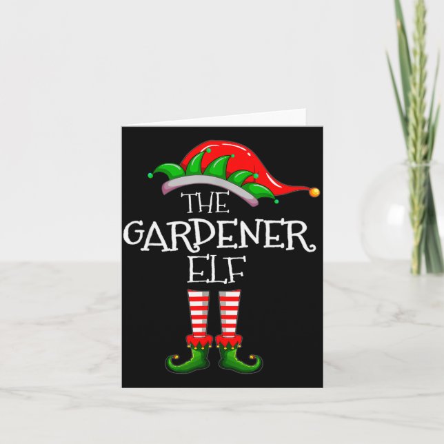 Cartão The Gardener Elf Matching Family Group Christmas P (Frente)