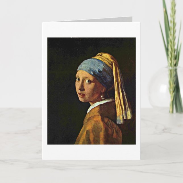 Cartão The Girl With A Pearl Earring By Johannes Vermeer (Frente)