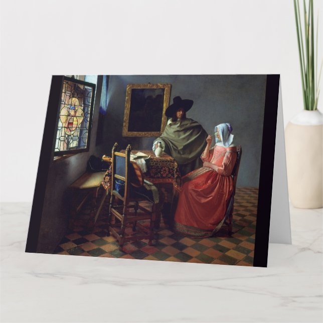 Cartão The Glass of Wine by Johannes Vermeer (Frente)