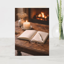 Cartão The Glow of Solitude Fireside Still Life Art Card