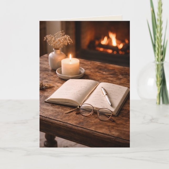 Cartão The Glow of Solitude Fireside Still Life Art Card (Frente)