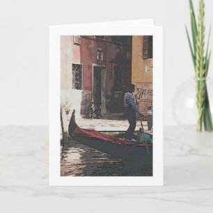 Cartão The Gondolier and the Accordian Player" Greeting C