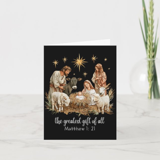 Cartão The Greatest For All Christmas Nativity Jesus Chri (Frente)