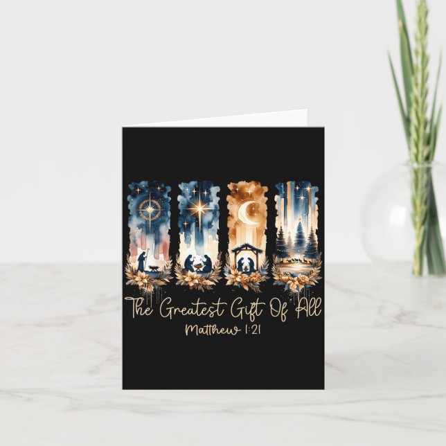 Cartão The Greatest Gift For All Christmas Nativity Jesus (Frente)