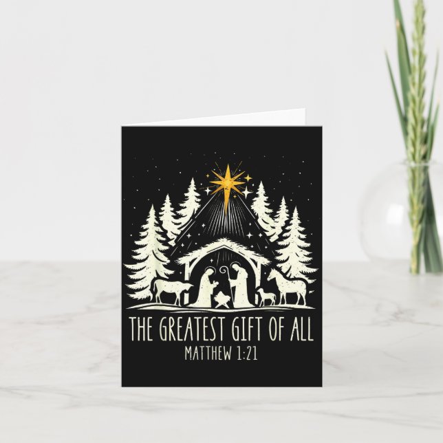 Cartão The Greatest Gift For All Christmas Nativity Jesus (Frente)
