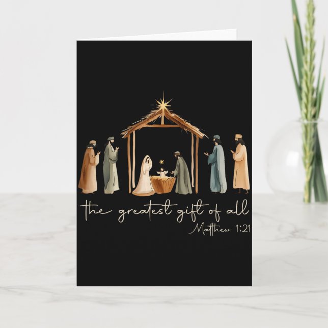 Cartão The Greatest Gift For All Christmas Nativity Jesus (Frente)