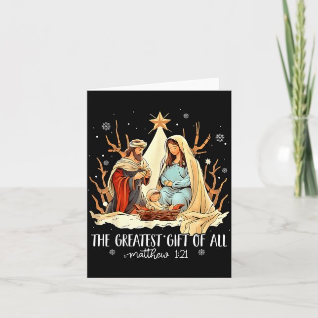 Cartão The Greatest Gift For All Christmas Nativity Jesus (Frente)