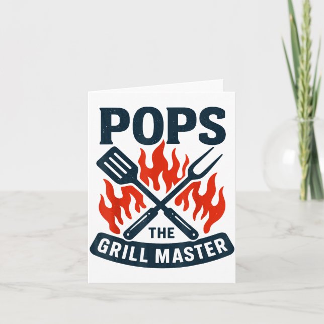 Cartão The Grill Master Bbq Father's Day Grandpa Grilling (Frente)