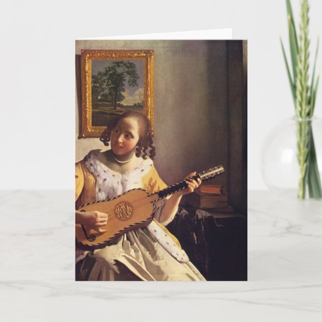 Cartão The guitar player by Johannes Vermeer (Frente)