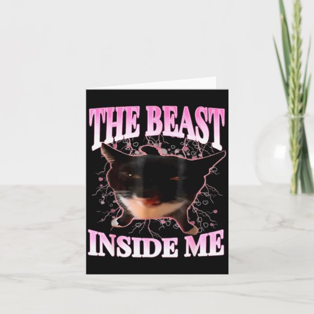 Cartão The Inside Me Funny Cat Humor Cute Silly Cat Meme  (Frente)