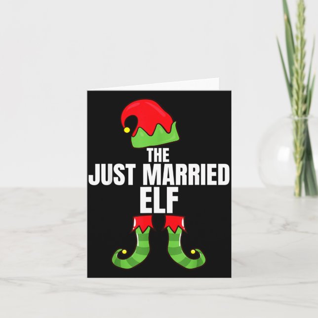 Cartão The Just Married Elf Matching Family Christmas Gro (Frente)