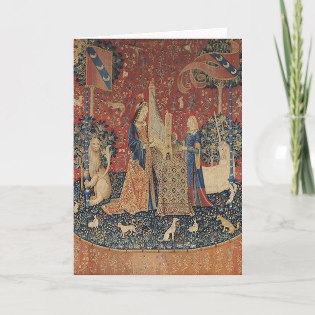 Cartão The Lady and the Unicorn: 'Hearing' (Frente)