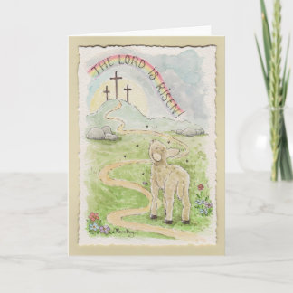 Cartão The Lord Is Risen Easter Card with Lamb
