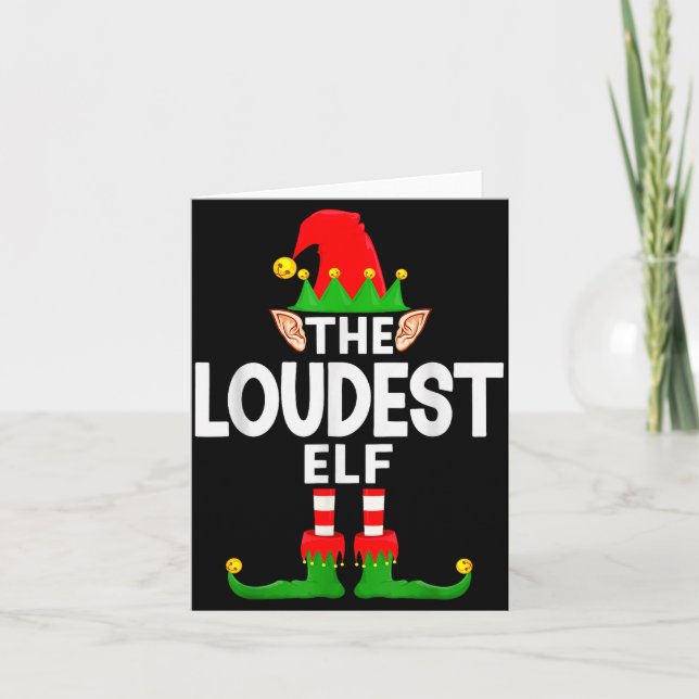 Cartão The Loudest Elf Family Christmas Pajama Party  (Frente)