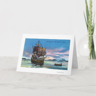Cartão The Mayflower Landing in 1620 Scene