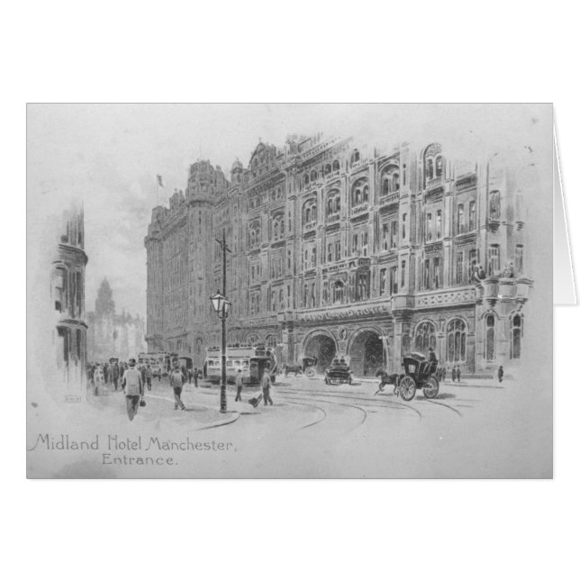 Cartão The Midland Hotel, Manchester, c.1910 (Frente Horizontal)