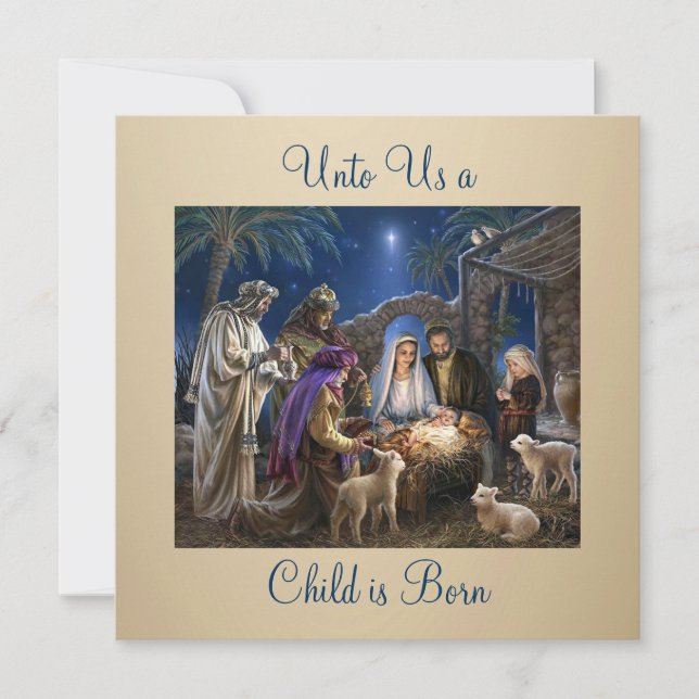 Cartão The Nativity of Baby Jesus Christmas Greetings (Frente)