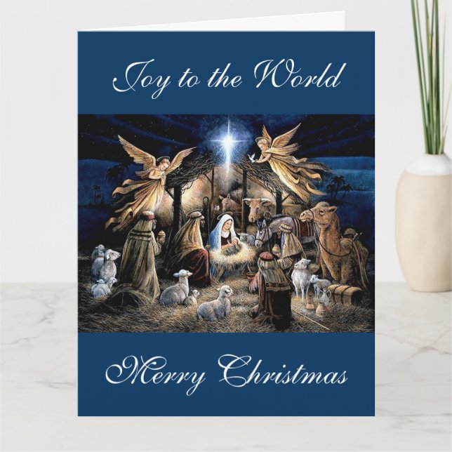 Cartão The Nativity of Baby Jesus Christmas Greetings (Frente)