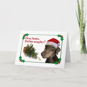 Cartão The Naughty Doberman Holiday Card