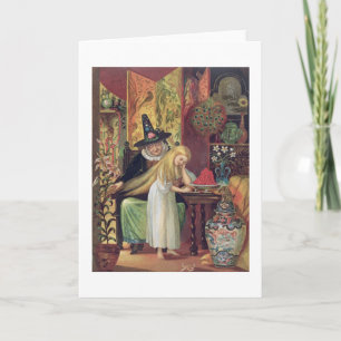 Cartão The Old Witch combing Gerda's hair with a golden c