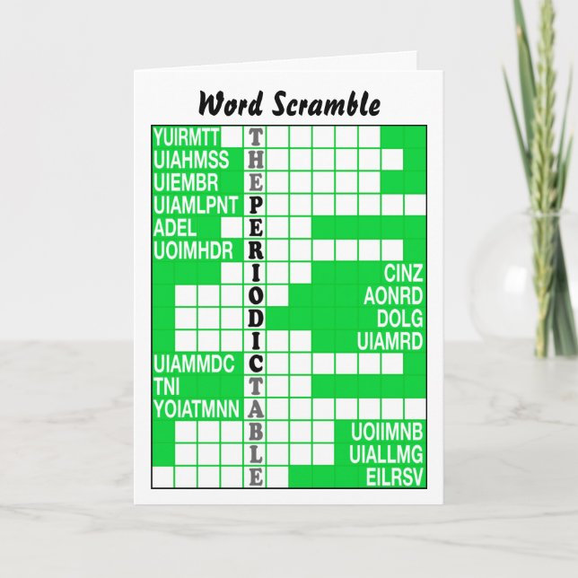 Cartão The Periodic Table Word Scramble (Frente)