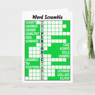 Cartão The Periodic Table Word Scramble