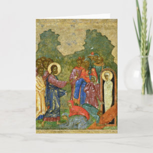 Cartão The Raising of Lazarus, Russian icon