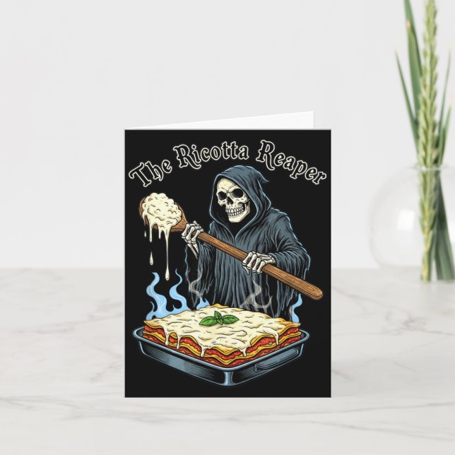 Cartão The Ricotta Reaper Funny Italian Halloween Lasagna (Frente)