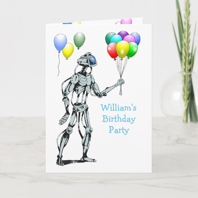 Cartão The Robot and the Balloons' Birthday Party (Frente)