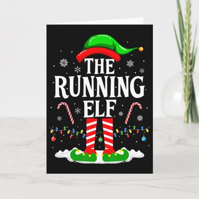 Cartão The Running Elf Xmas Running Funny Runner Christma (Frente)