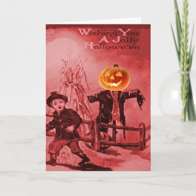 Cartão The Scarecrow Jack O Lantern Pumpkin (Frente)