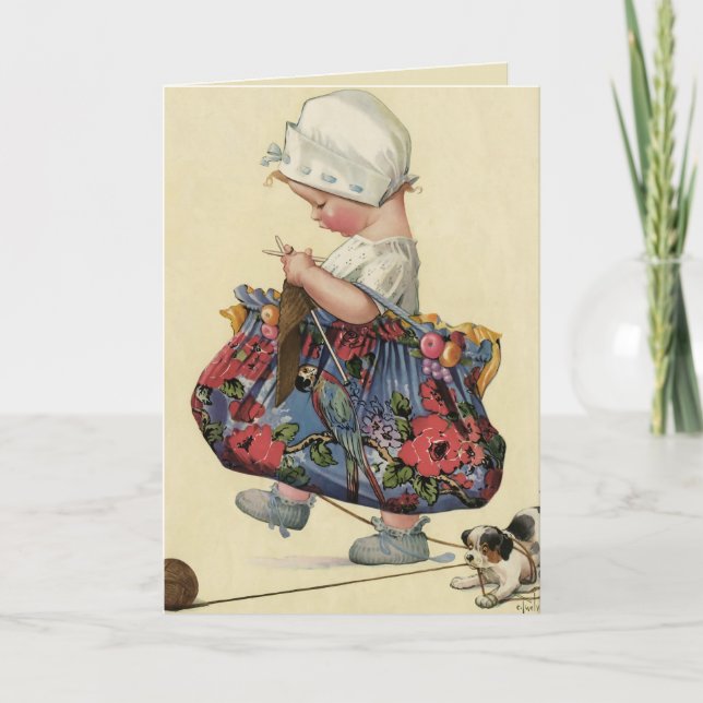 Cartão "The Serious Knitter" Greeting Card (Frente)