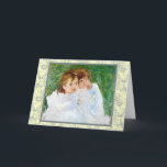 Cartão The Sisters Birthday<br><div class="desc">The Sisters is a lovely Impressionism children's portrait painting by American artist,  Mary Cassatt,  c. 1885 showing two little girls sitting together on the lawn.</div>