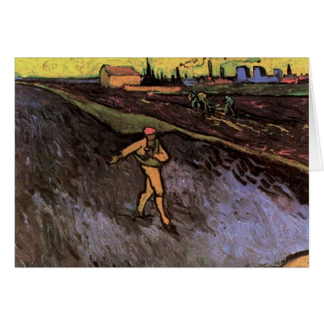 Cartão The Sower: Outsaias de Arles por Vincent van Gogh (Frente Horizontal)