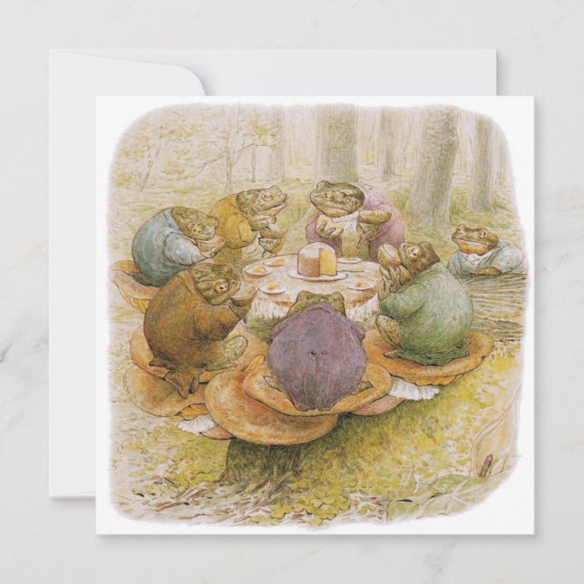 Cartão The Toads Tea Party (por Beatrix Potter) (Frente)