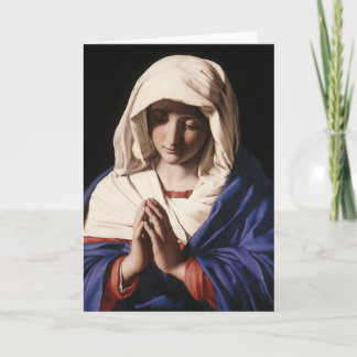 Cartão "The Virgin in Prayer", por Sassoferrato (1640)