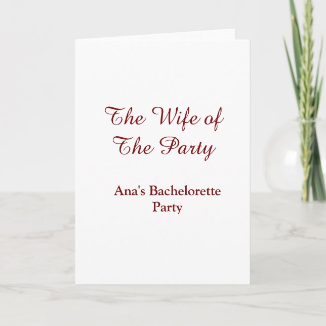 Cartão The wife of the party bachelorette party name date (Frente)