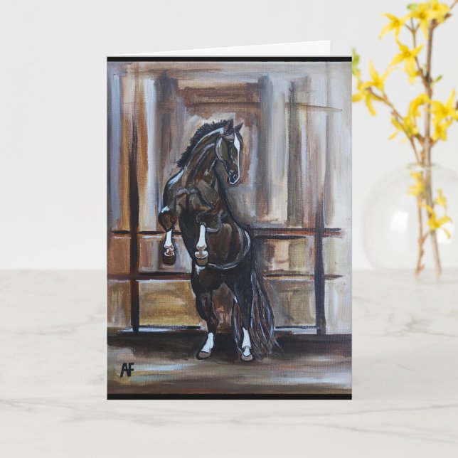 Cartão The Wild Horse Painting by Alfred Fox (Flor Amarela)