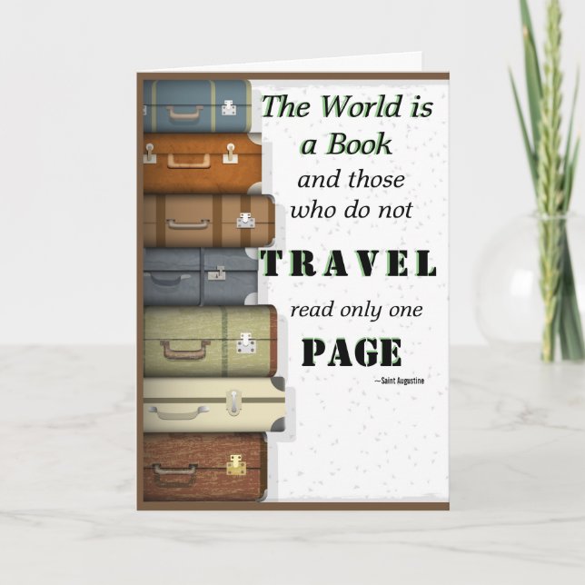 Cartão The World is a Book St Augustine travel quote (Frente)