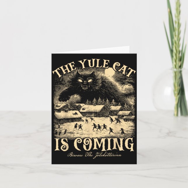 Cartão The Yule Cat Is Coming Gothic Christmas Winter Sol (Frente)