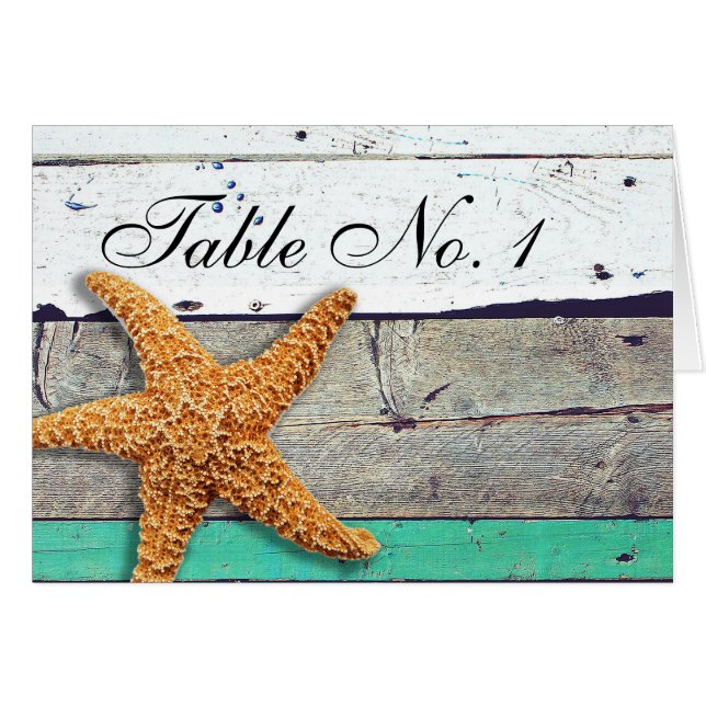 Cartão Theme Starfish Rustic Casamento (Frente horizontal)