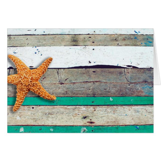 Cartão Theme Starfish Rustic Casamento (Frente Horizontal)