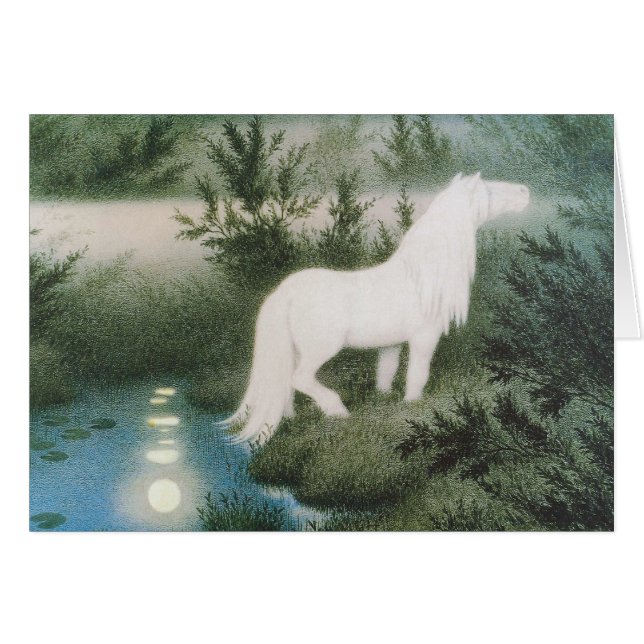 Cartão Theodor Kittelsen O pescoço como cavalo branco (Frente Horizontal)