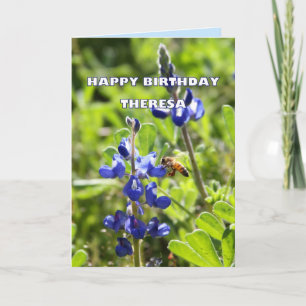 Cartão Theresa Texas Bluebonnet Happy Birthday