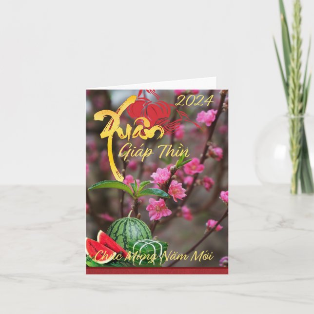 Cartão Thiep Tết Chúc Mừng Năm Mới Ano Novo 2024 (Frente)