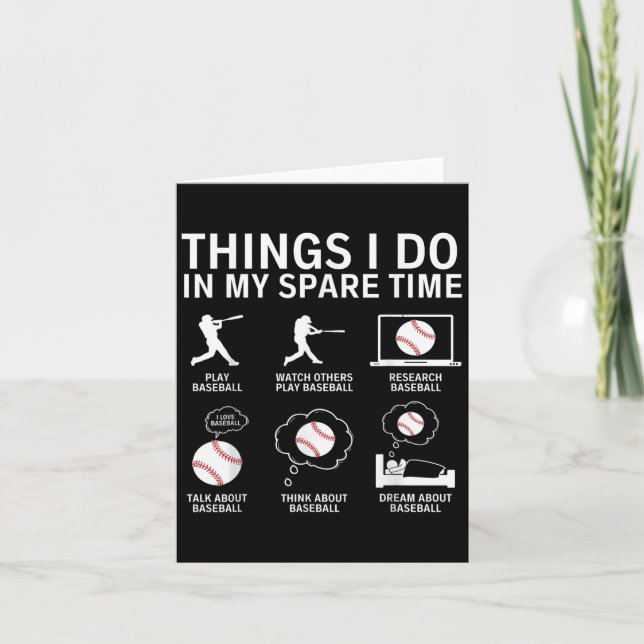 Cartão Things I Do In My Spare Time Funny Baseball Player (Frente)