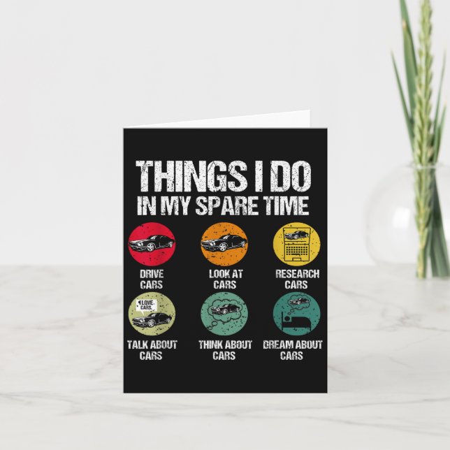 Cartão Things I Do In My Spare Time Funny Car Guy Car Ent (Frente)