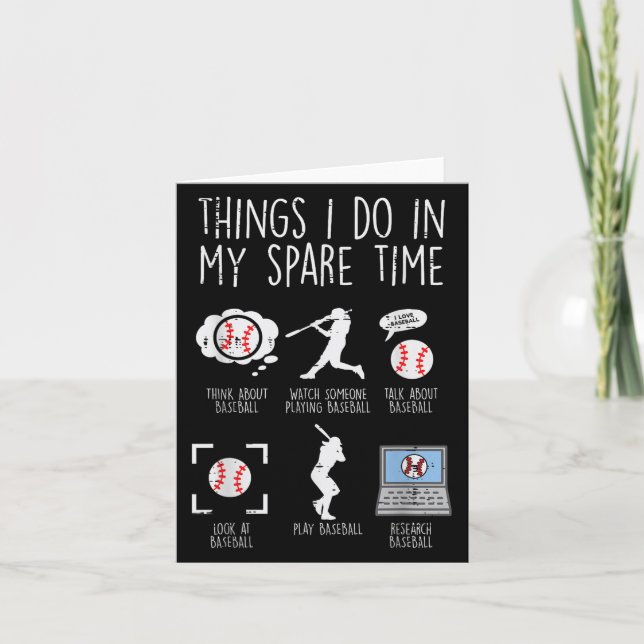 Cartão Things I Do Spare Time Baseball Funny Player Men W (Frente)